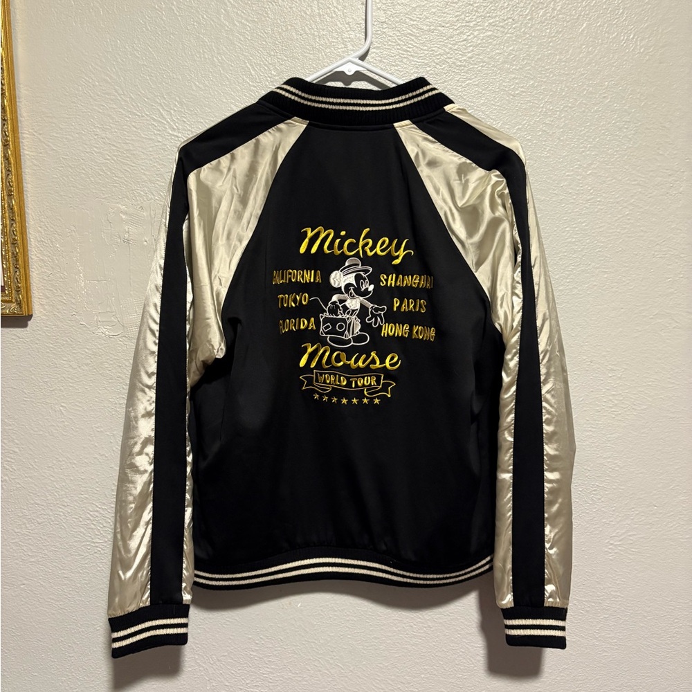 Uniqlo Black and Gold Mickey Bomber Jacket